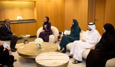 HH Sheikha Moza bint Nasser with Dr. Tedros Adhanom Ghebreyesus